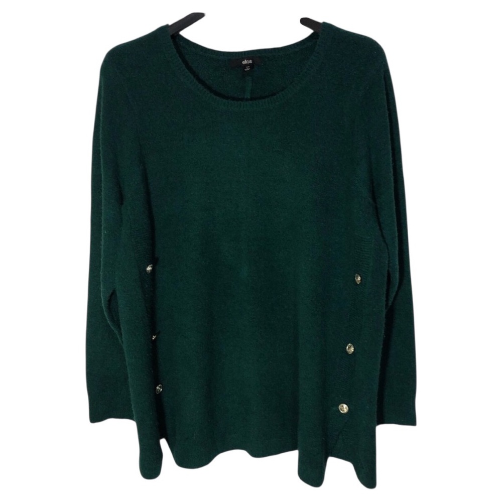 Ellos Womens Pullover Sweater with Gold Anchor Button Trim
